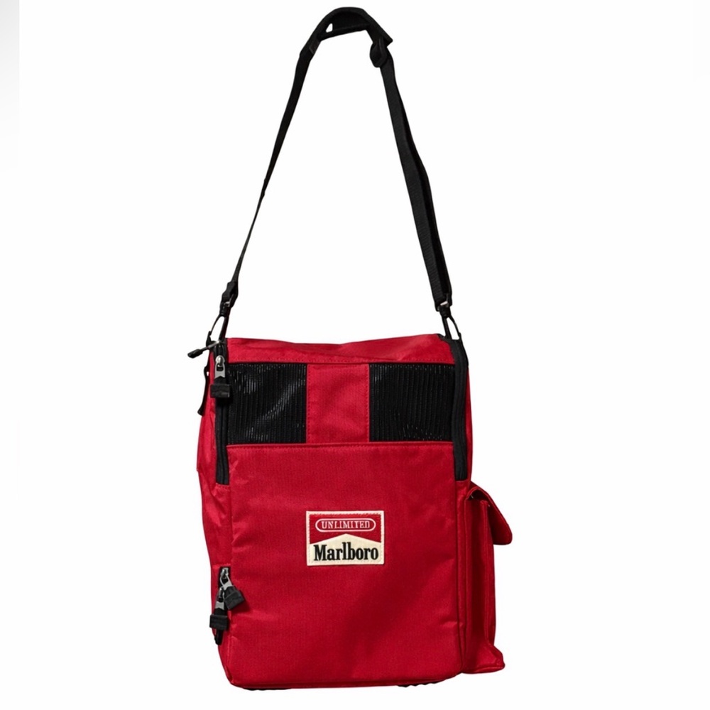 Vintage Marlboro Red Cooler Bag Shoulder Strap Insulated Cigarette Promo 🚬